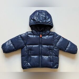 Save The Duck Baby Unisex Navy Jody Hooded Front-Zip Puffer Jacket - Size 9-12M